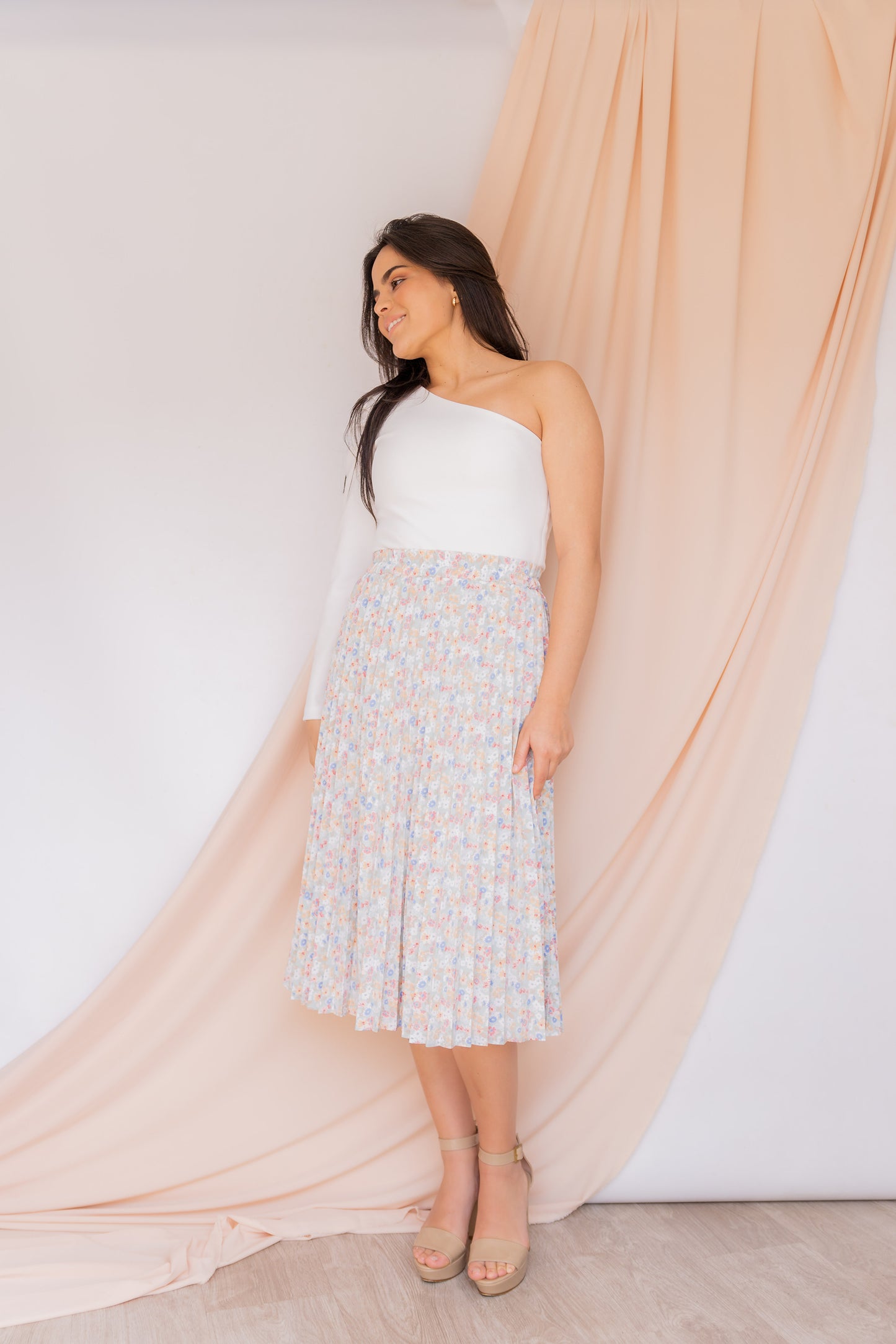 Falda Plisada Azucena - Menta Floral