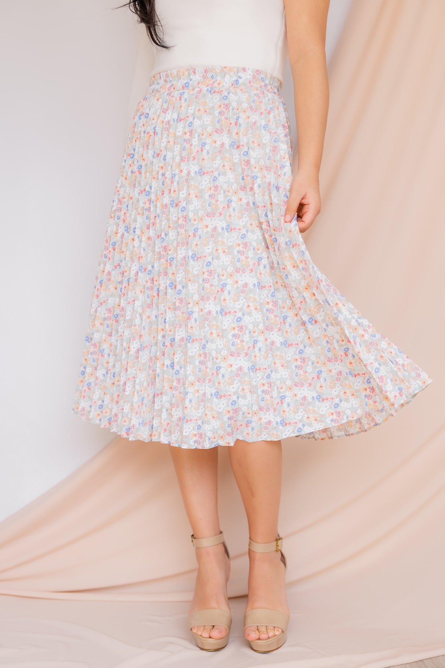 Falda Plisada Azucena - Menta Floral