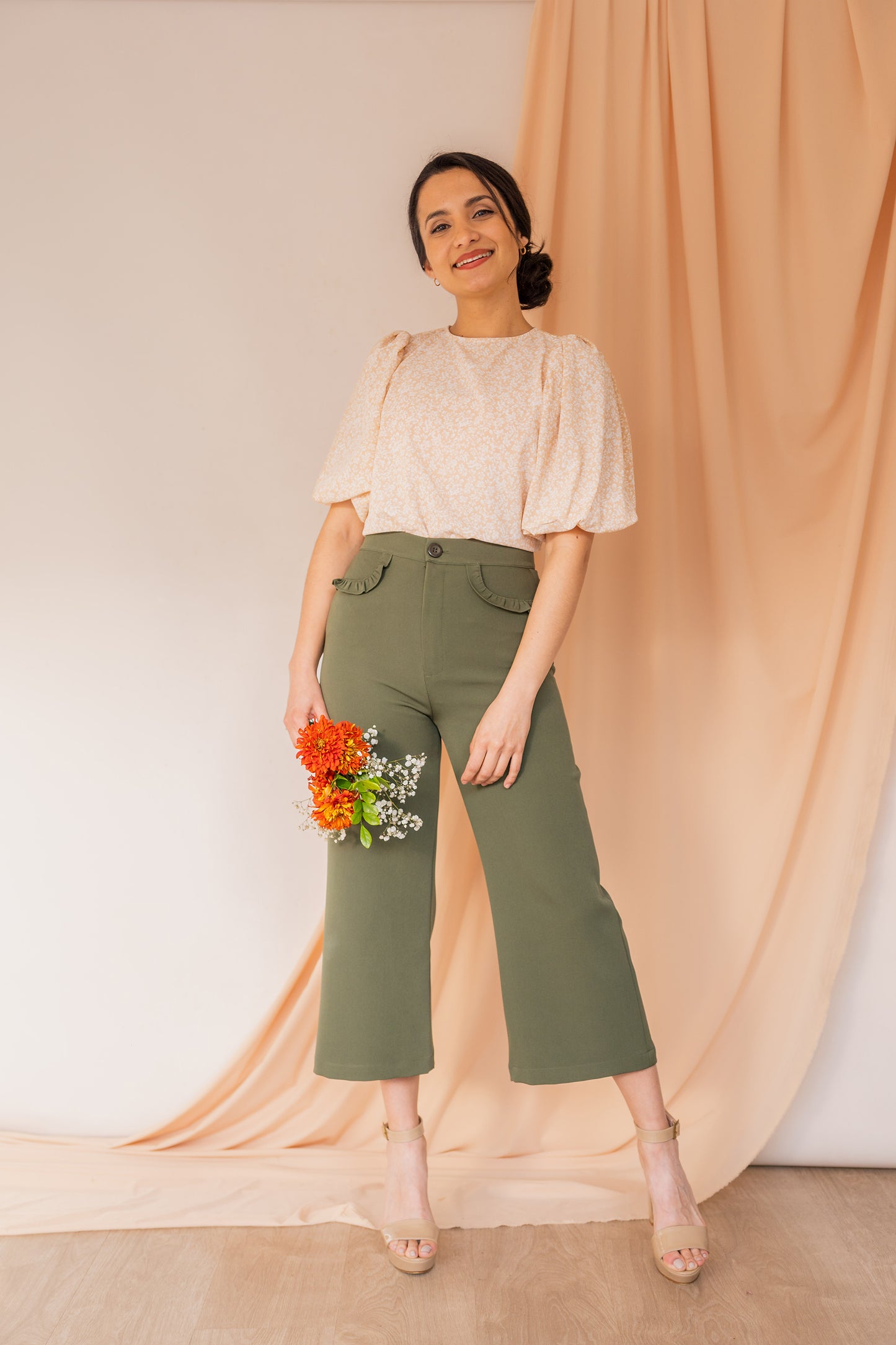 Pantalón Wide Leg Astromelia - Verde Militar