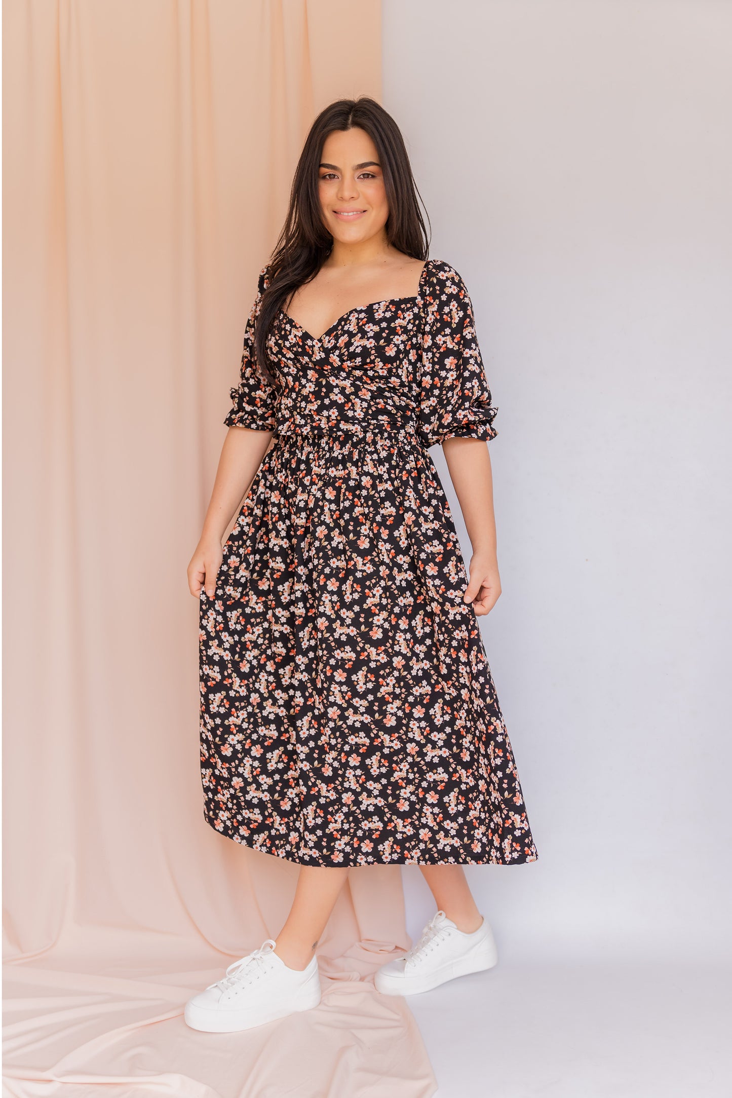 Vestido Reversible Lavanda - Negro Floral