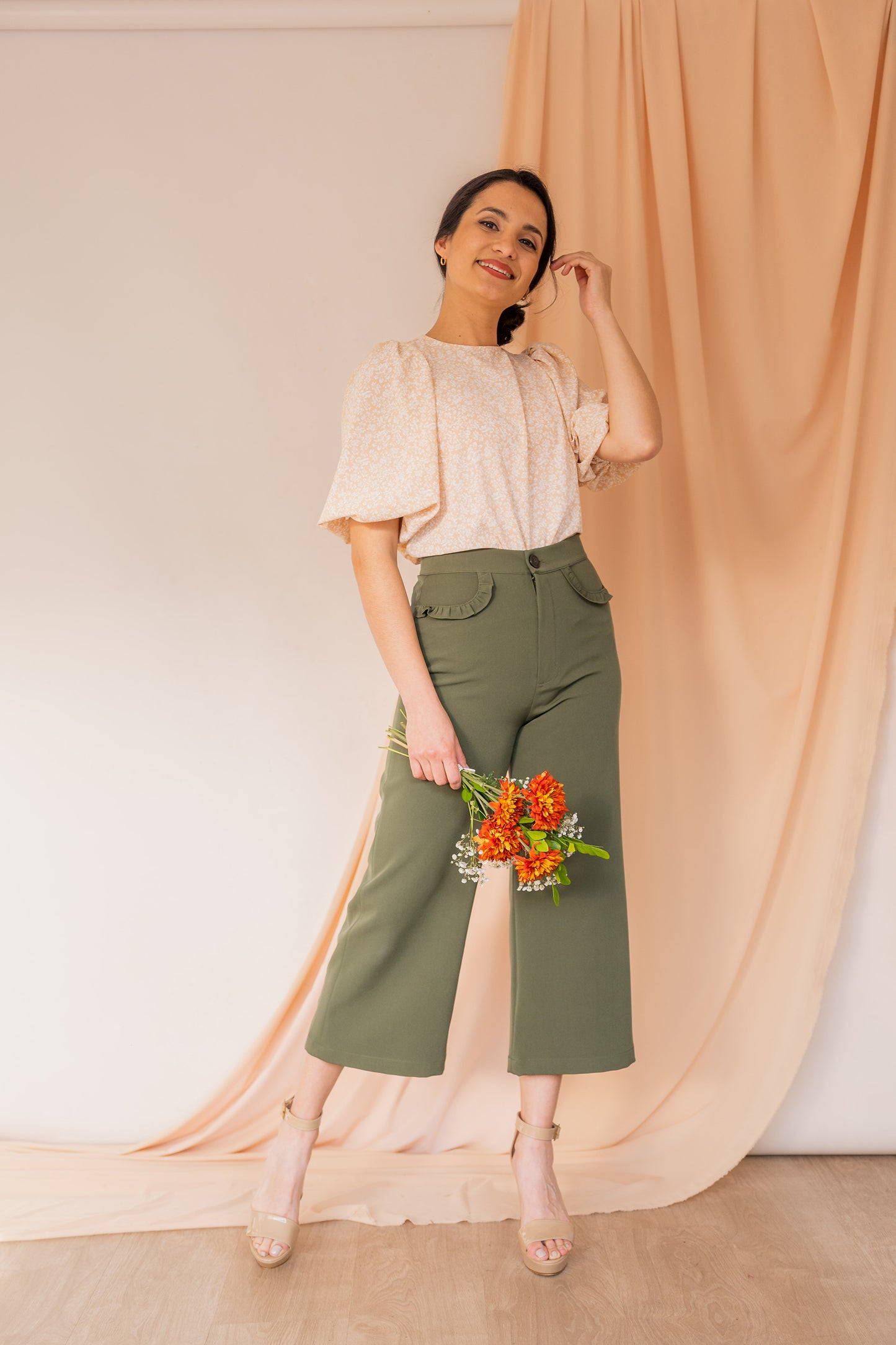 Pantalón Wide Leg Astromelia - Verde Militar