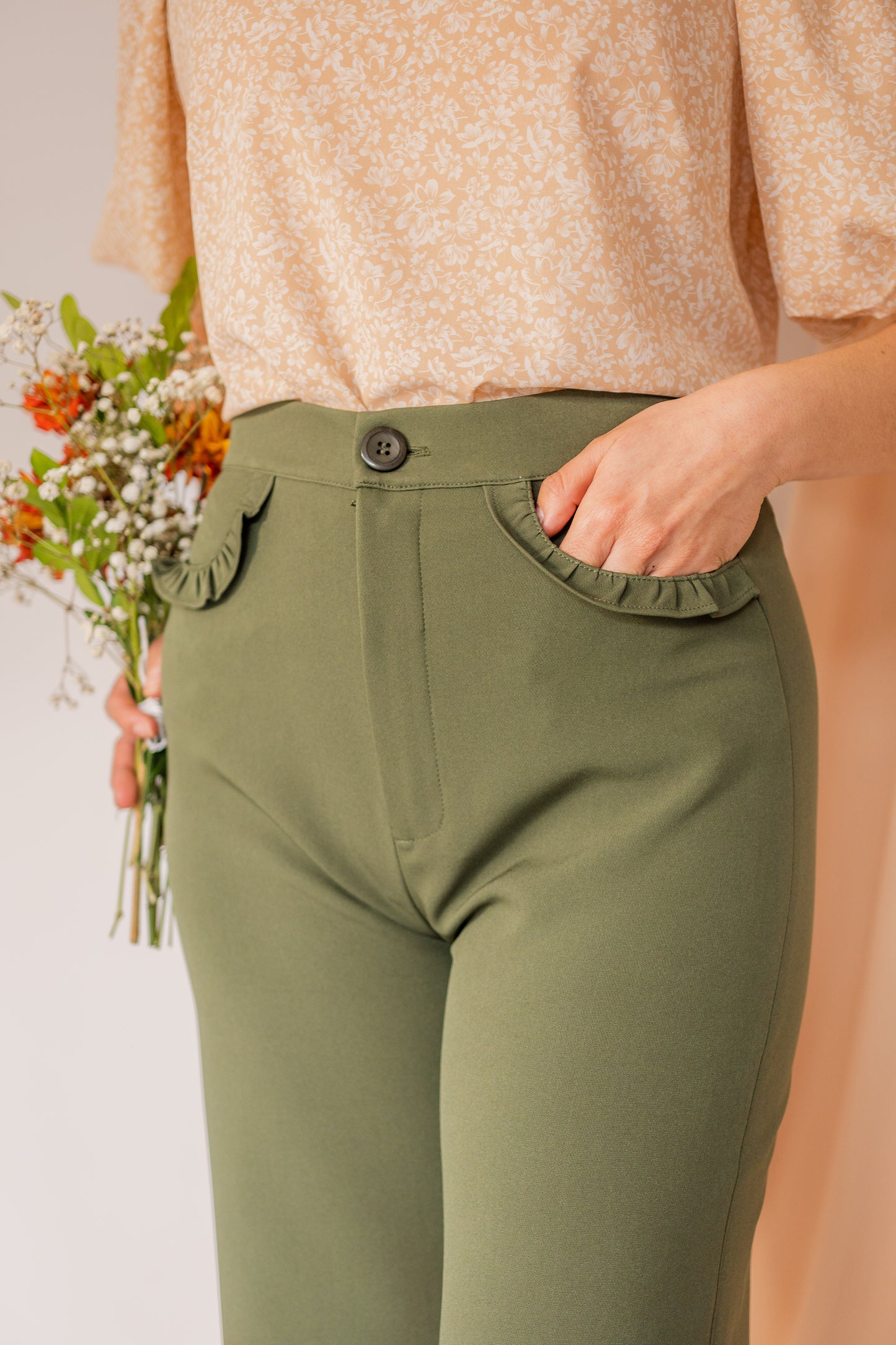 Pantalón Wide Leg Astromelia - Verde Militar